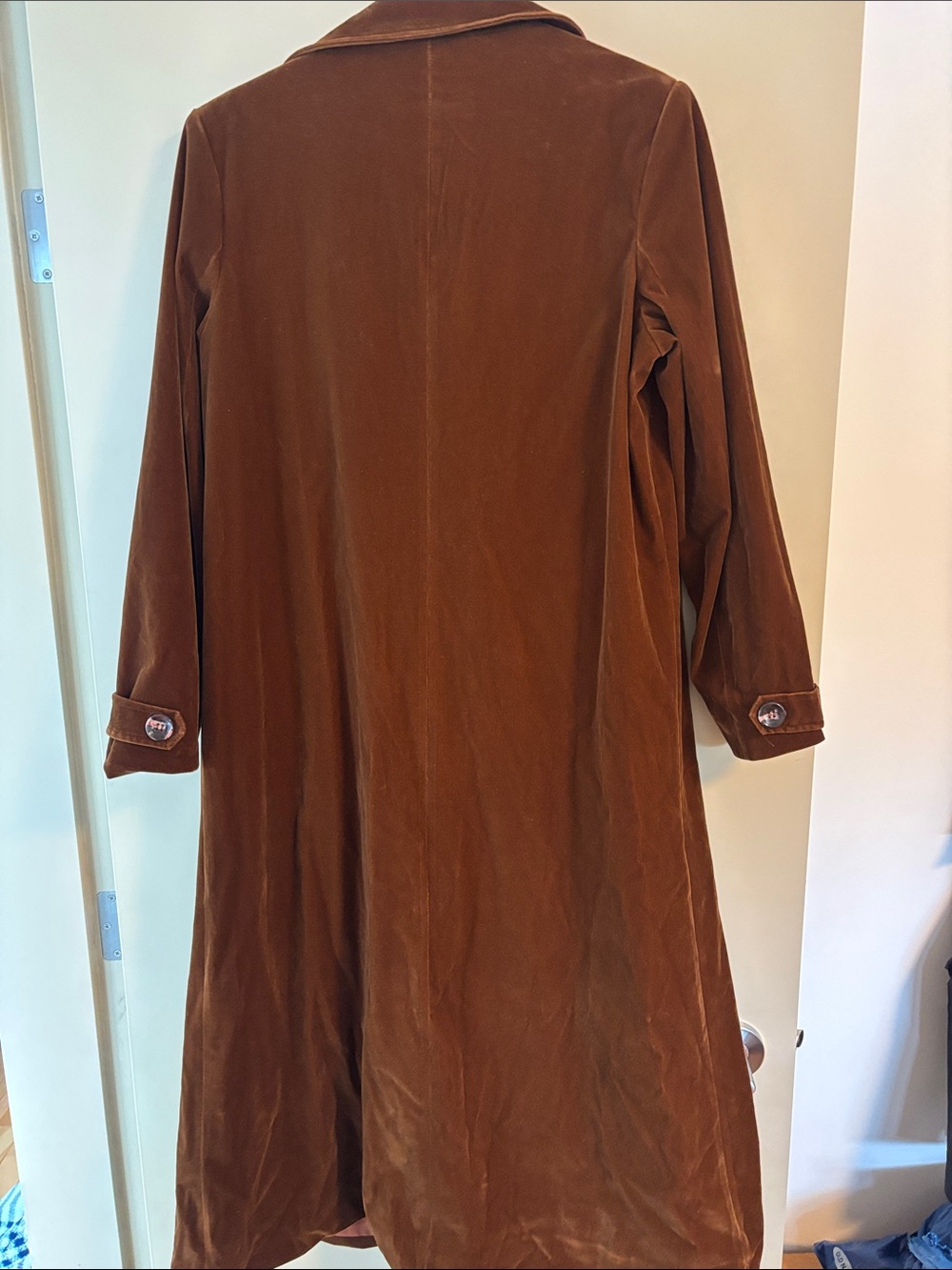 Brown Velvet Long Coat - Picture 6 of 7